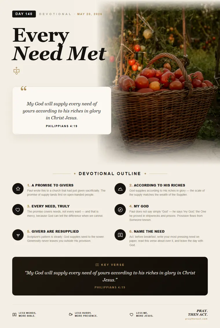 Day 140 — Every Need Met