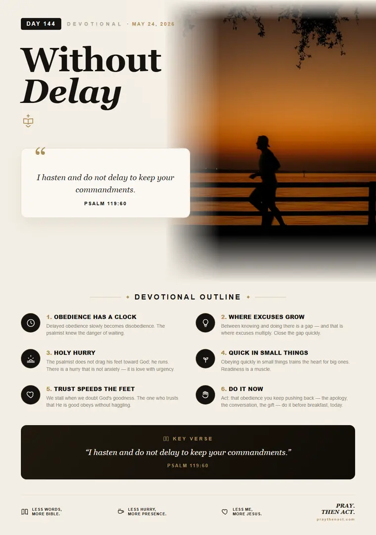 Day 144 — Without Delay