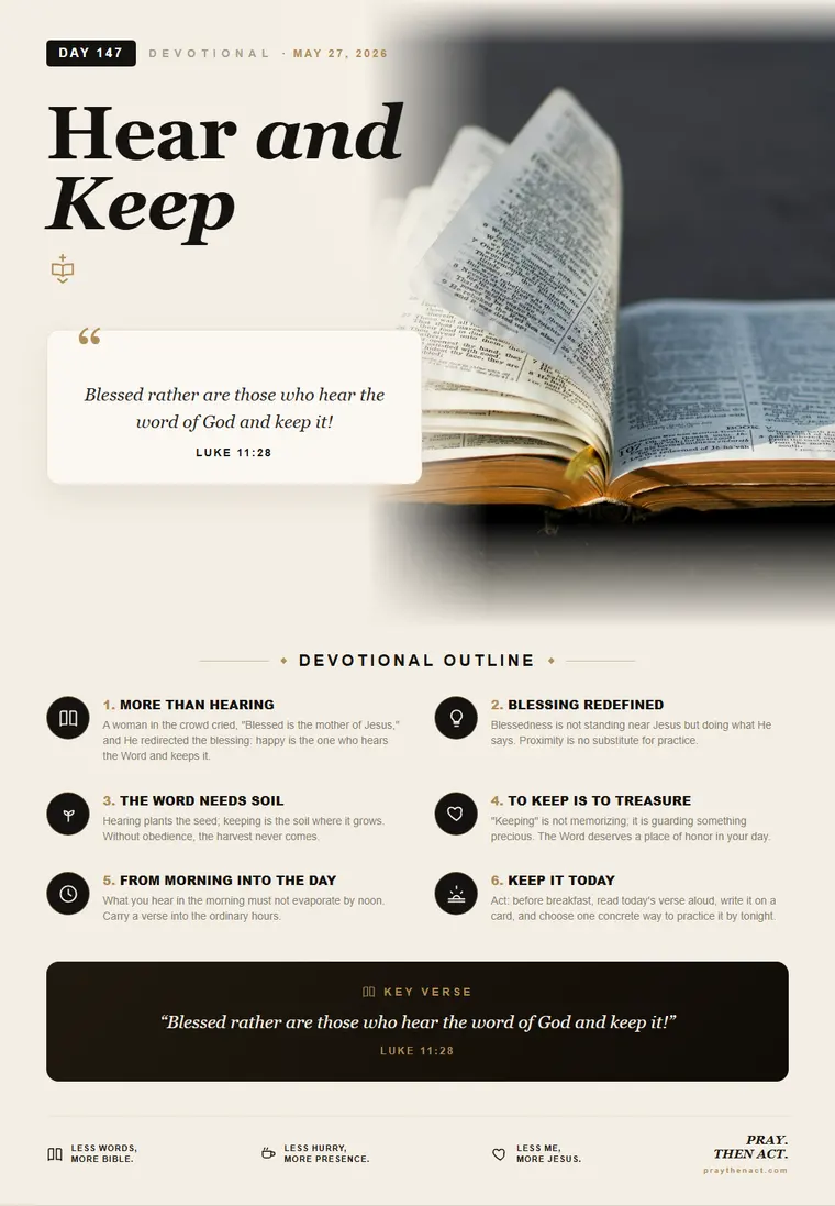 Day 147 — Hear and Keep