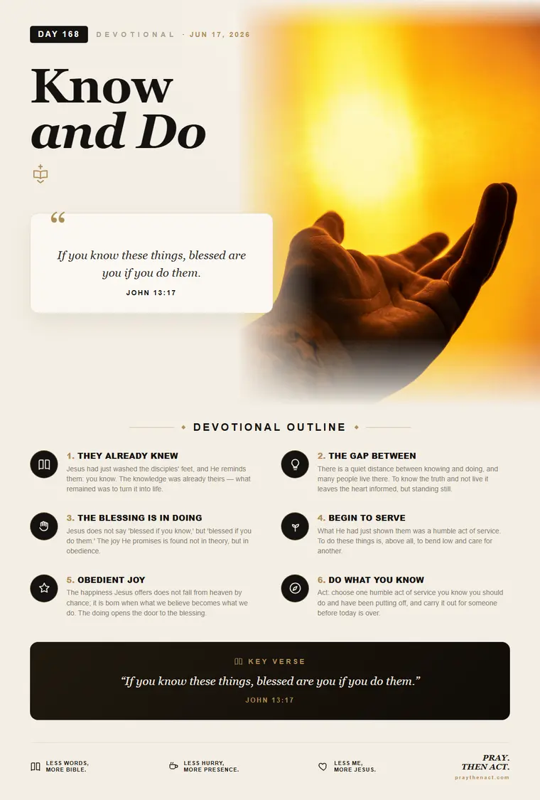 DAY 168 — Know and Do